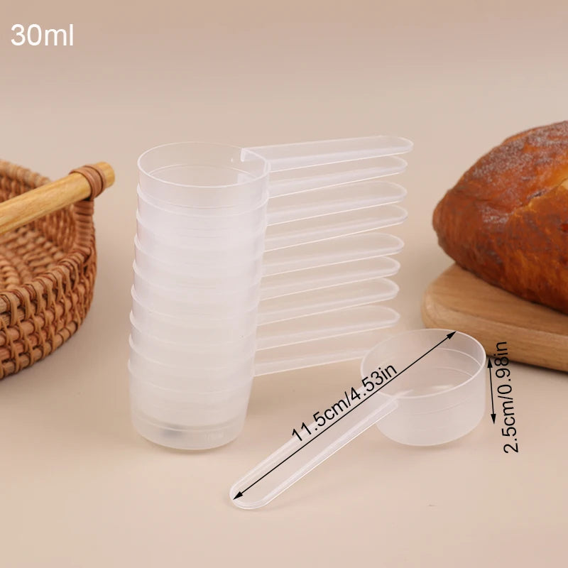 10Pcs 15/25/30/35g Transparent Plastic Milk Powder Spoon With ML Graduated Kitchen Baking Measuring Spoon Oasis Select 15g 30ml