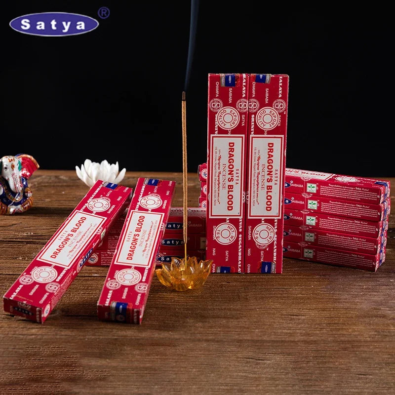 6/12boxes Dragon‘s Blood Incense Sticks Sleeping Aiding Tranquilize Mind Refreshing Scent Home Office Natural Sandalwood Satya Oasis Select