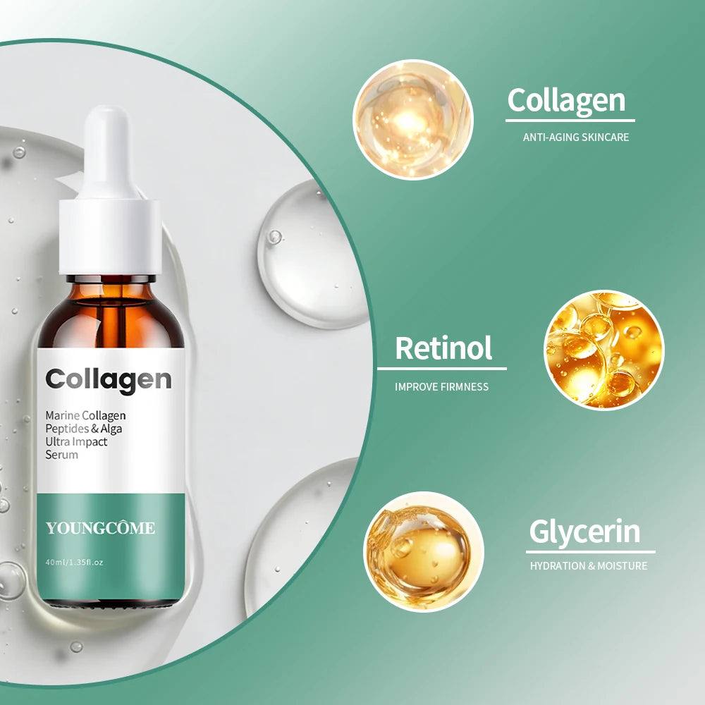 Collagen Peptide Facial Serum, Marine Collagen & Hyaluronic Acid, Daily Firming Lifting Serum for Wrinkle Reduction, Diminishes Oasis Select