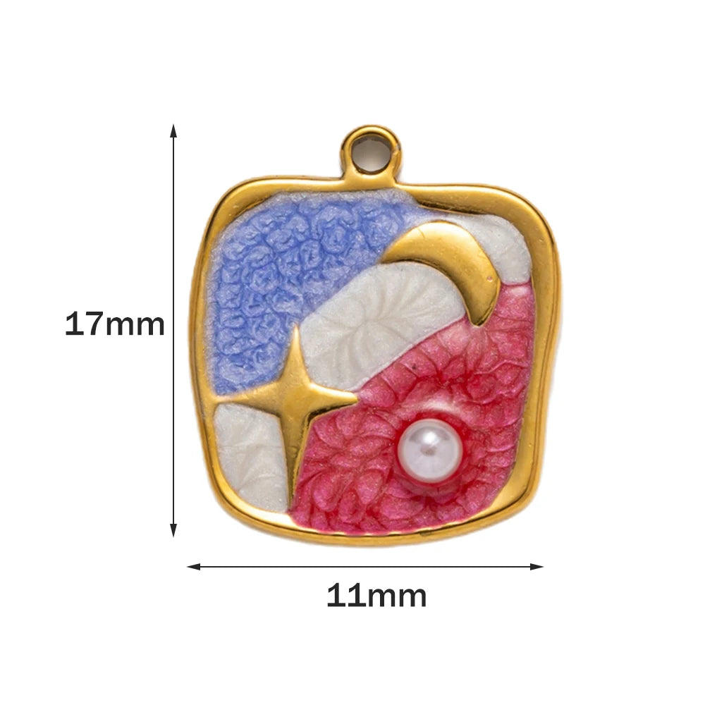 5pcs Stainless Steel Enamel Flower Pearl Bead Charms Earring Pendant for DIY Necklace Bracelet Jewelry Making and Crafting Oasis Select C Purple white red