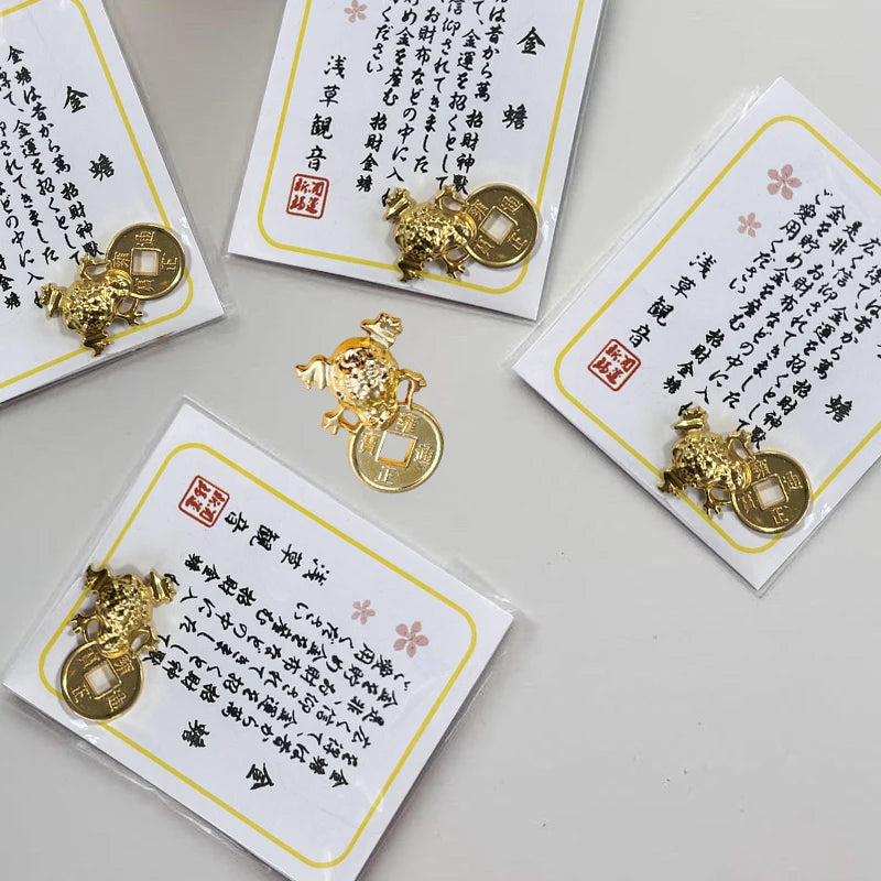 Feng Shui Lucky Golden Frog Alloy Wallet Charm Amulet