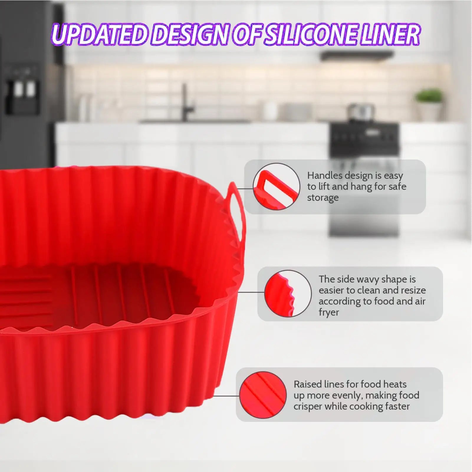 Silicone Air Fryer Pot Tray Food Safe Reusable Square BBQ Barbecue Pad Plate Airfryer Oven Baking Mold Basket Pan for Kitchen Oasis Select