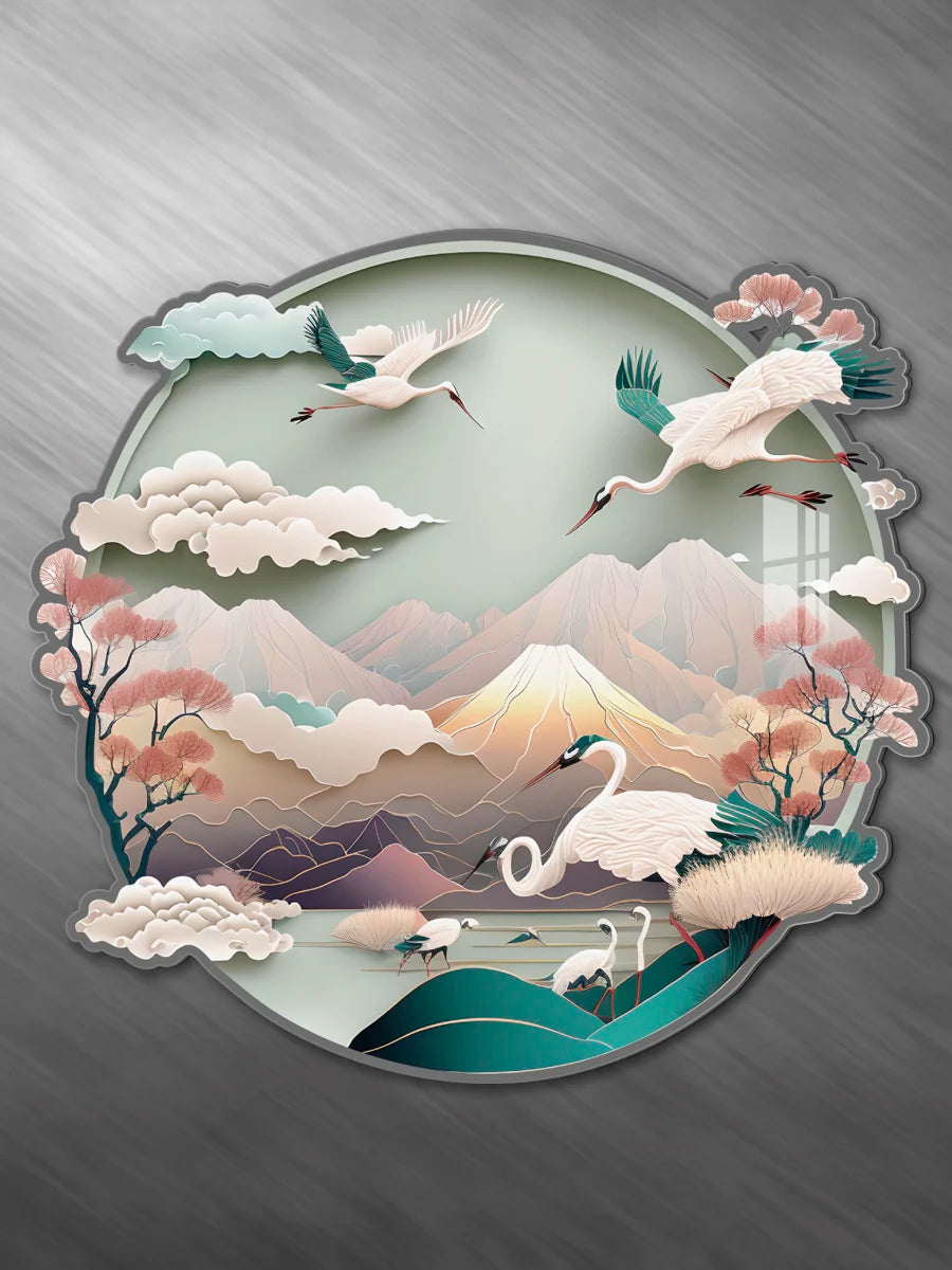 3D circular decoration wall stickers living room room self-adhesive stereo acrylic wall stickers creative stickers Oasis Select