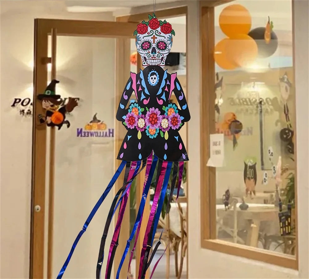 Day of the Dead Skeleton Couple Porch Hanging Flag 130×30cm