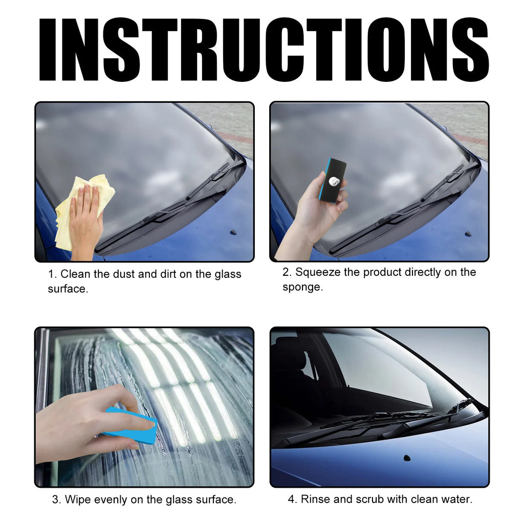 Car Glass Oil Film Remover Remove Stubborn Oil Film Dirt Stain Anti Smear Not Scratch Glass Restore Clarity Car Glass Cleaner Oasis Select