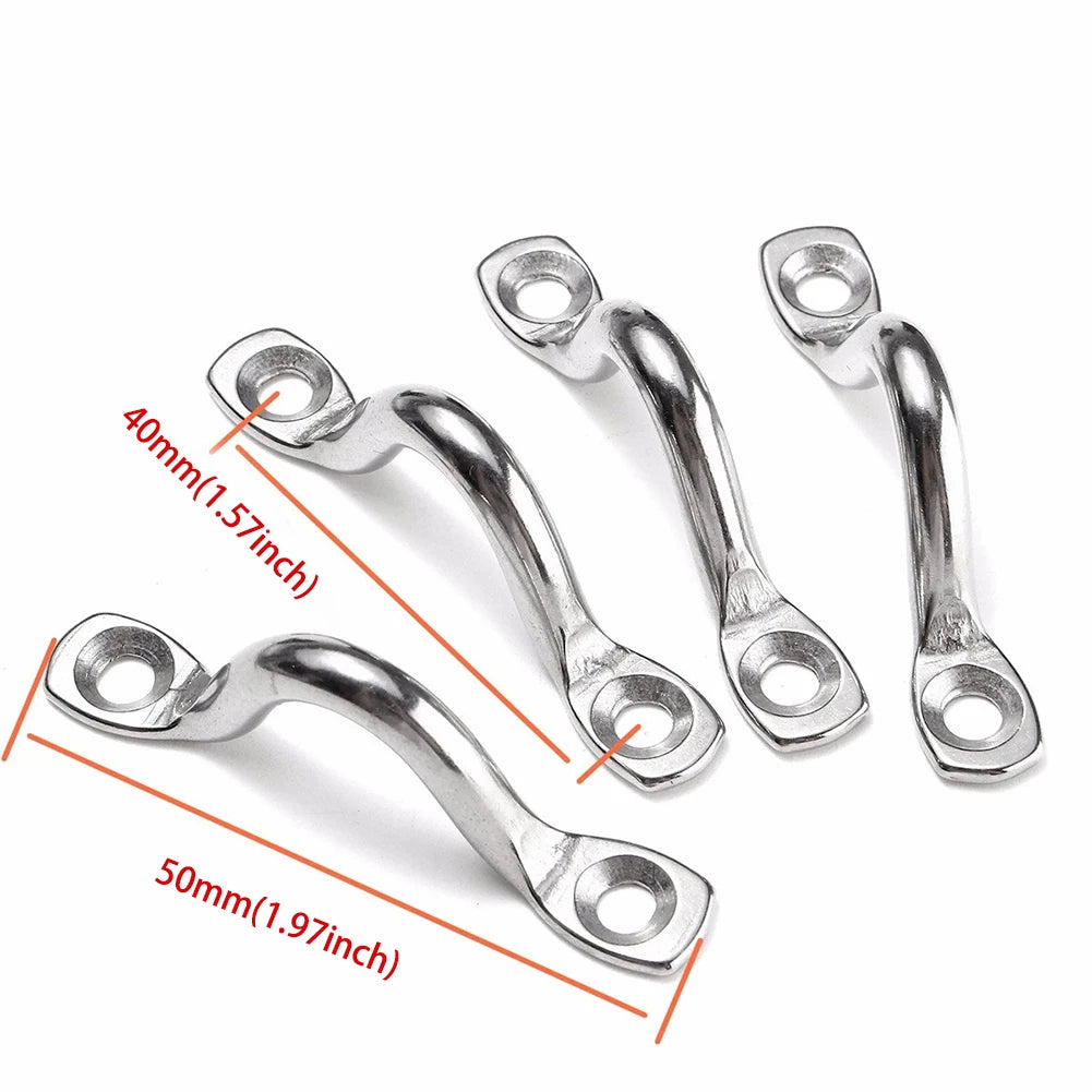 4Pcs Handle 5mm Stainless Steel Wire Eye Straps Boat Marine Tie Down Fender Hook Canopy Engines Accessories Stainless-Steel Oasis Select