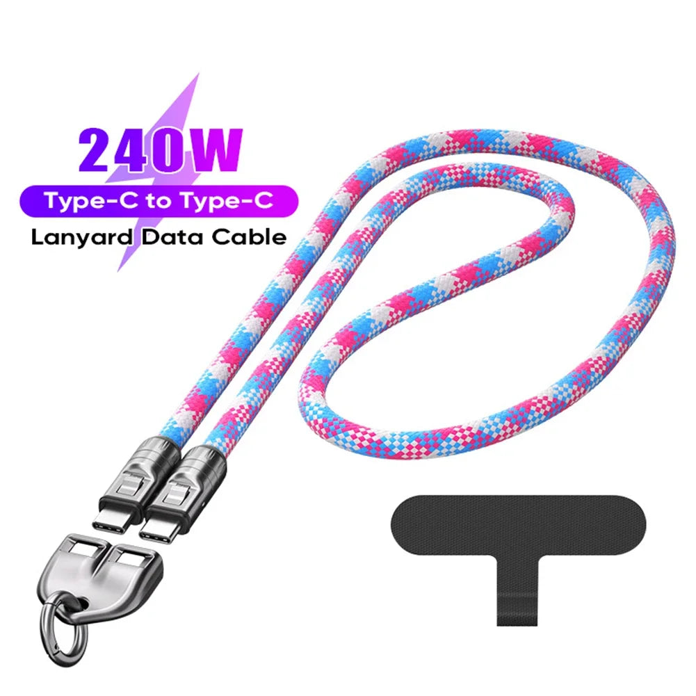 2-in-1 USB-C Lanyard & 240W Fast Charging Cable | PD Zinc Alloy