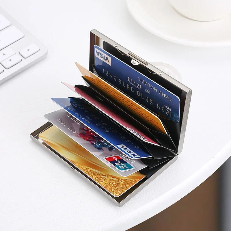 6 Slots Stainless Credit Card Holder Men Slim Anti RFID Travel ID Cardholder Debit Box Women Wallet Metal Case Porte Carte Oasis Select
