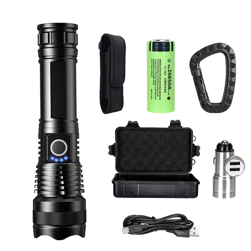 ZHIYU P50 Zoomable LED Tactical Flashlight – 500m Rechargeable