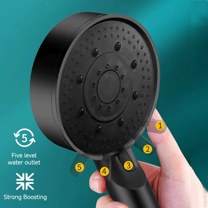 5 Modes Pressure Boost Shower Head Multifunction Adjustable Large Water Shower Nozzle Massage Bathroom Accessory Oasis Select