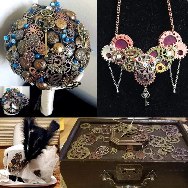 50g Antique Steampunk Gear Accessories Decor DIY Metal Pendants Charms for DIY Necklace Bracelet Crafting Jewelry Making Decor Oasis Select