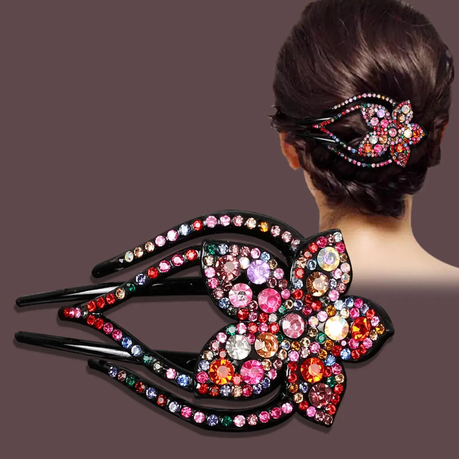 Hair Clips Crystal Hairpin Flower Duckbill Hair Claws Clip Retro Barrettes For Women Shinning Ponytail Hair Accessories Headwear Oasis Select