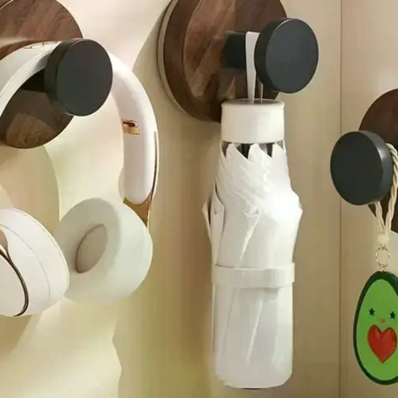 Wood Suction Cup Hook Walnut No-Drill Decor Hanger Heavy Duty Waterproof for Door Back Keys Towel Clothes Bathroom Oasis Select