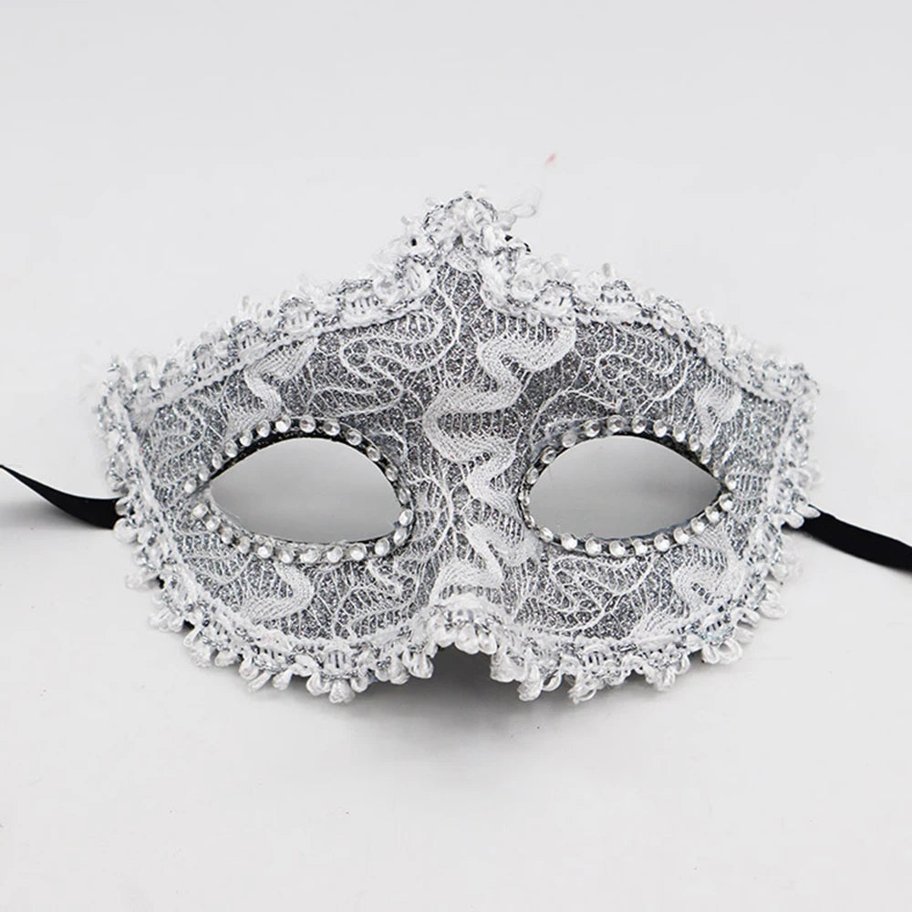 Adult Half-Face Mask Retro Half Face Masks Venetian Party Beauty Princess Mask Prop Halloween Christmas Masquerade Ball Decor Oasis Select Silver