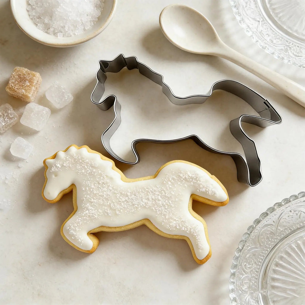 Horse Cookie Cutter Stamp Stainless Steel Baking Accessories Pressable Cookie Mold for Fondant Bakers Parents Home Party Oasis Select