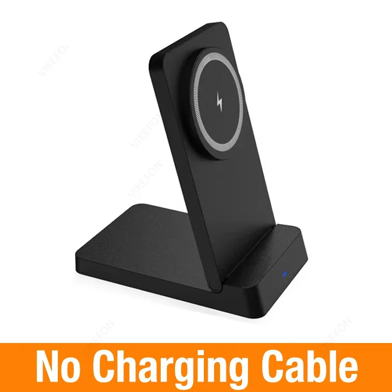 Magnetic Fast Charging Station 15W Wireless Charger Desktop Fold Smart Phone Holder Charge For Magsafe iPhone 16 15 14 13 12 Pro Oasis Select Black