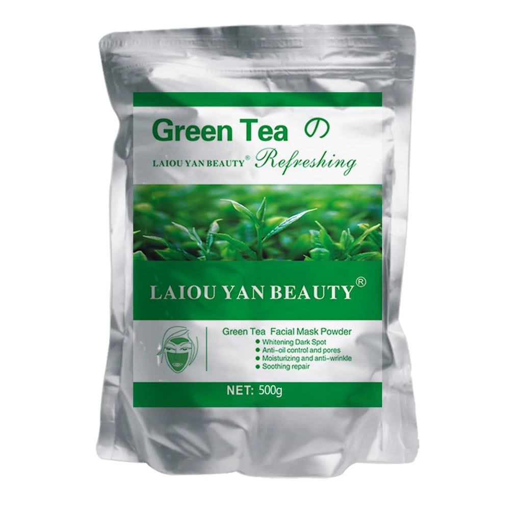 500g Pearl Whitening and Moisturizing Facial Mask Powder Green Tea Olives Lemon Natural Soft Jelly Powder Anti-wrinkle Skin Care Oasis Select Green Tea