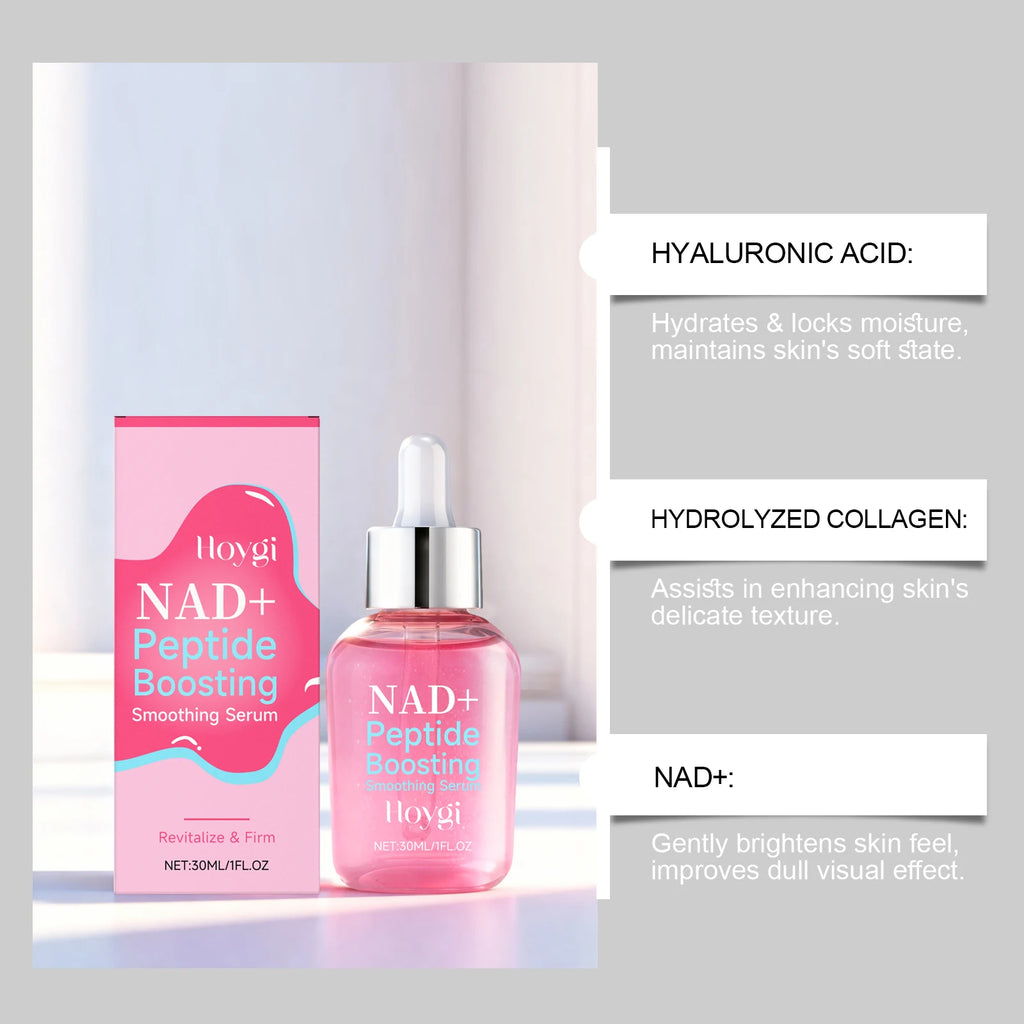 NAD+ Peptide Boosting Smoothing Serum Firming Hydrating Anti-Aging Serum Radiant Glow Face Essence Hyaluronic Acid Brightening Oasis Select