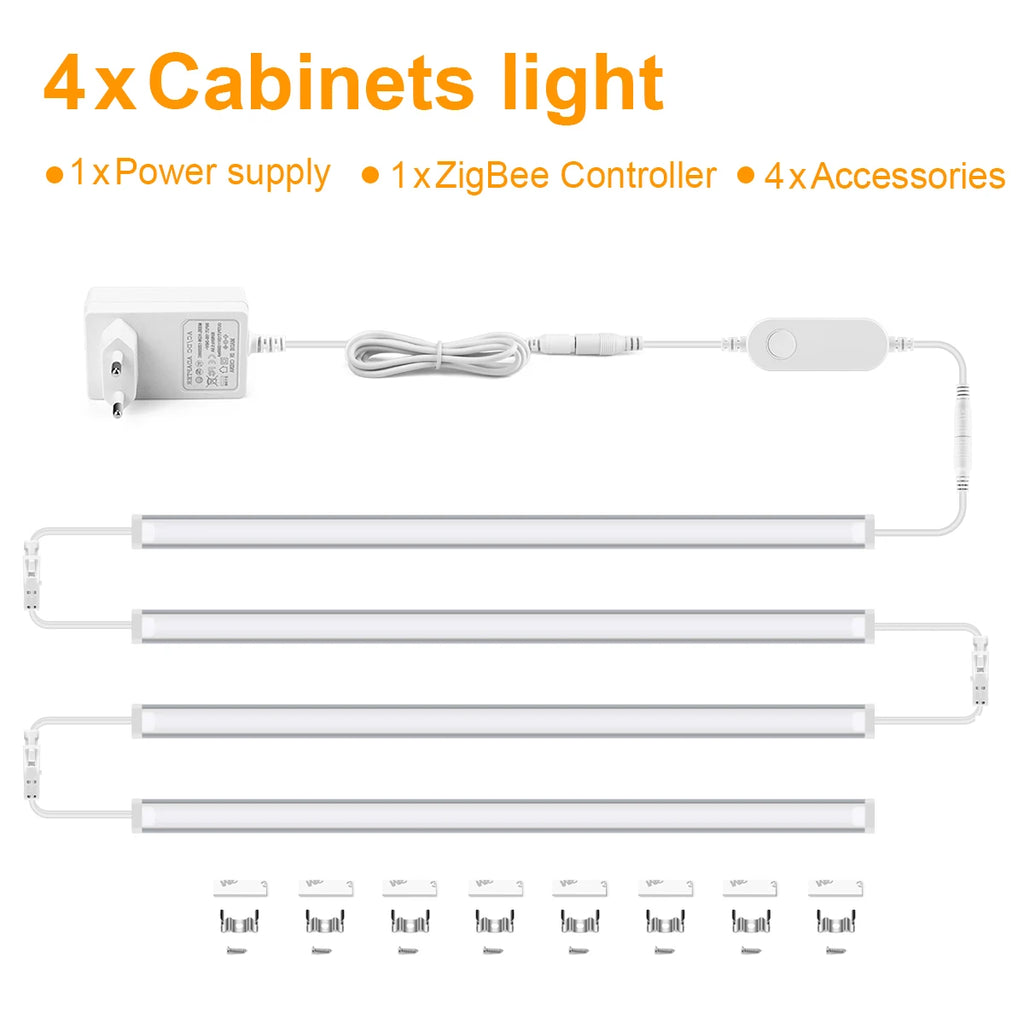 Smart Home Convenient Lamp 12V Zigbee LED Bar Light Tuya app Control House Lamp,Kitchen Foyer Night Lighting,Support Alexa Googl Oasis Select 50CM White 4x LED Bar EU Plug