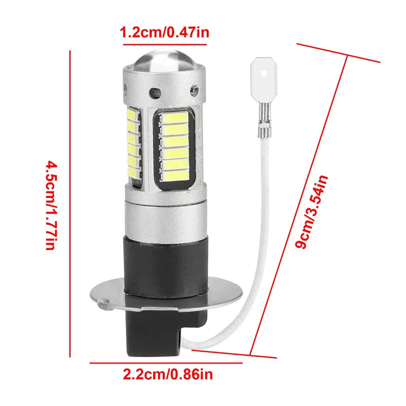 2pcs Car H3 LED Fog Lights High Power Lamps Daytime Running Light Bulbs Super Bright 6000K White Lamp Oasis Select