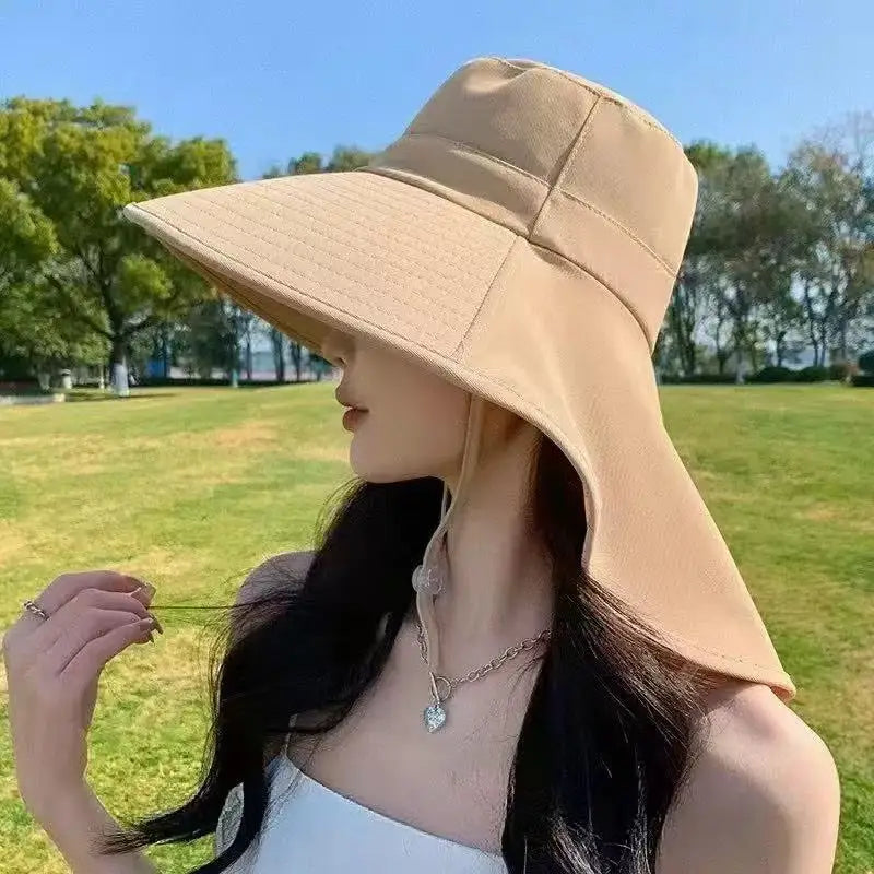Women's Wide Brim Sun Hat Neck Protection Foldable Breathable Bucket Hat Outdoor Summer UV Protection Beach Cap Oasis Select