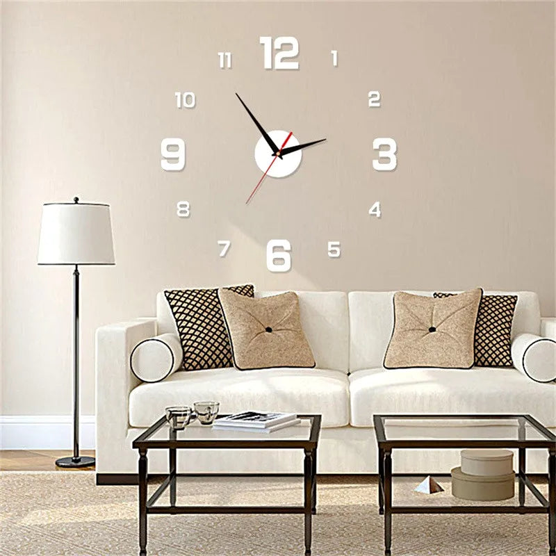 Wall Clock Glow at Night Frameless DIY Stereo Digital Clock for Home Living Room Office Wall Decroation 2024 Oasis Select Silver 40cm