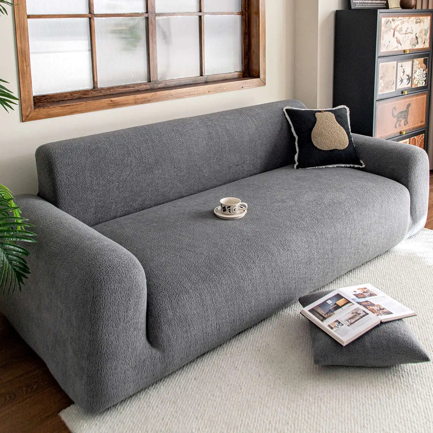2025 New All-inclusive Sofa Cover Fixed Anti-slip and Anti-cat Scratch Sofa Cover All-season Universal Seat Cushion Oasis Select Dark Gray 2 people 145-185cm