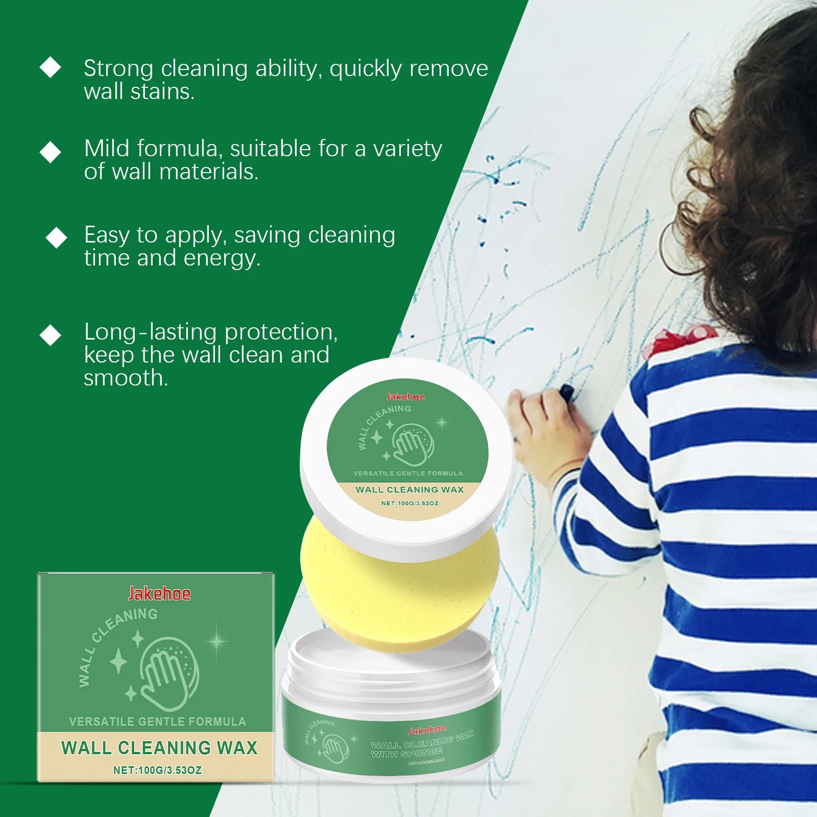 Wall Cleaning Wax for Household Wall Remove Crayon Grease and Scuff Marks Multi-purpose Wall Stain Remover for Home Cleaning Oasis Select
