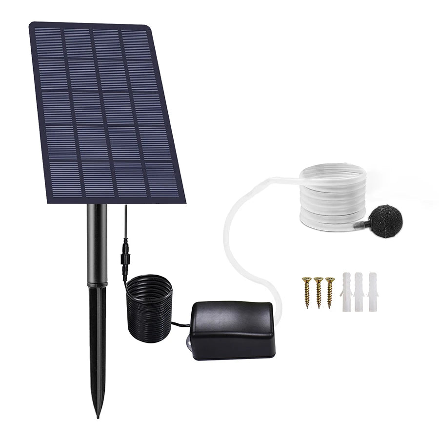2.5W Solar Oxygen Pump/Pond Pump, with Air Bubble Stones and Pipe, Improve Pond Circulation, for Fish Tank Aquarium Pond Etc Oasis Select 2.5W