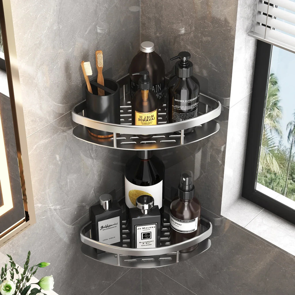 Bathroom Shelf Kitchen Storage Organizer Aluminum Alloy Shampoo Rack Shower Shelf Bathroom Accessories No Drill Shelf Oasis Select