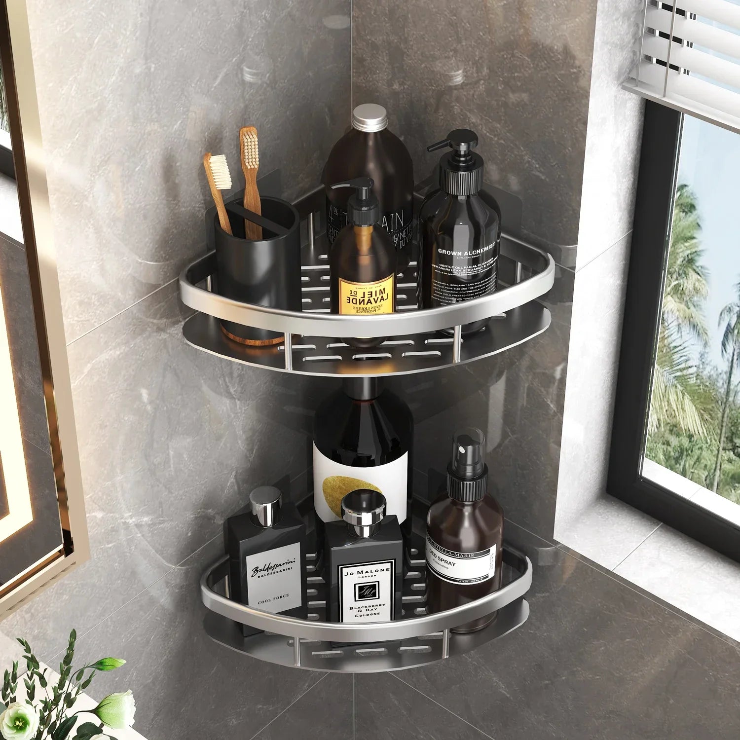 Bathroom Shelf Kitchen Storage Organizer Aluminum Alloy Shampoo Rack Shower Shelf Bathroom Accessories No Drill Shelf Oasis Select