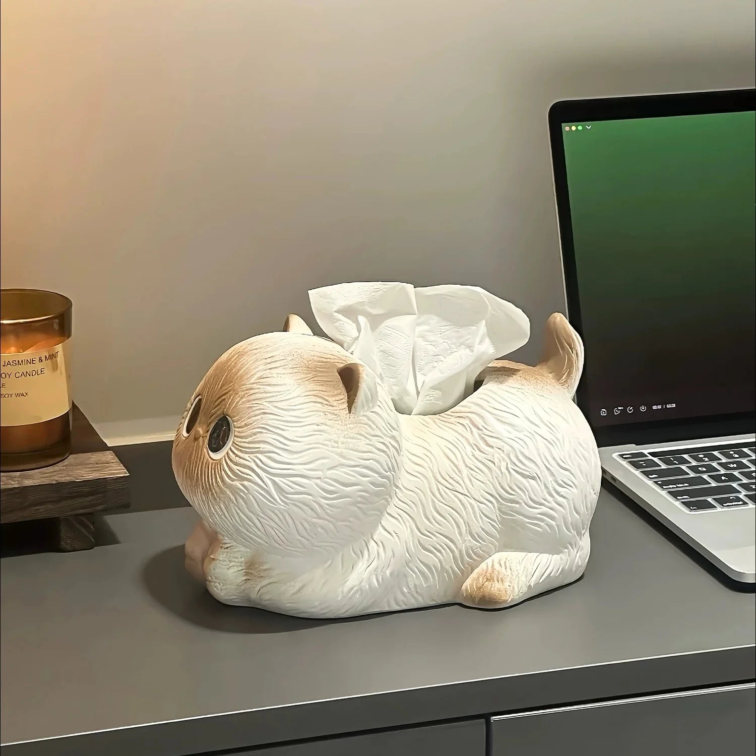 Cute Cat Ceramic Tissue Box Holder, Kawaii Cartoon Animal Napkin Dispenser, Creative Desktop Organizer for Home Office D Oasis Select