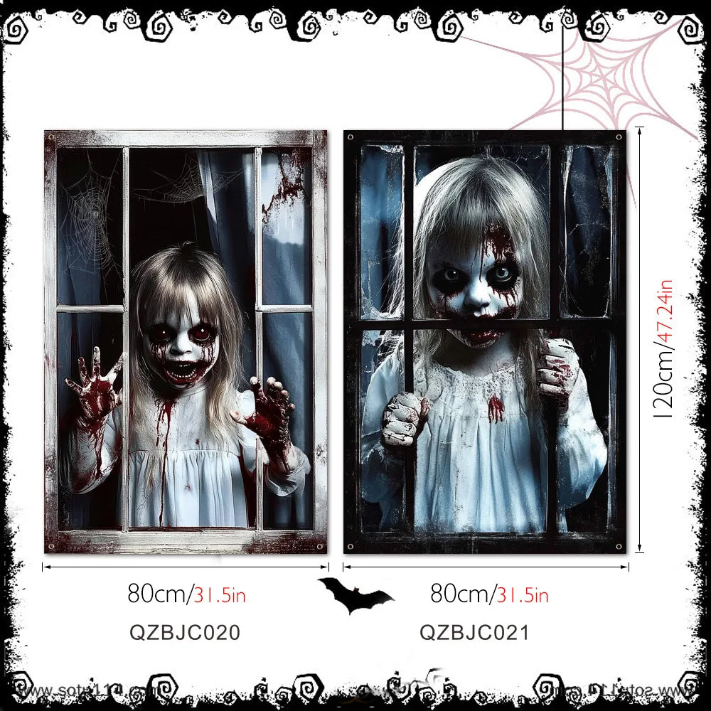 New Halloween Horror Eye Character False Window Decoration Holiday Window Costume Decoration Oasis Select QZBJC020 QZBJC021 With 10m ribbon