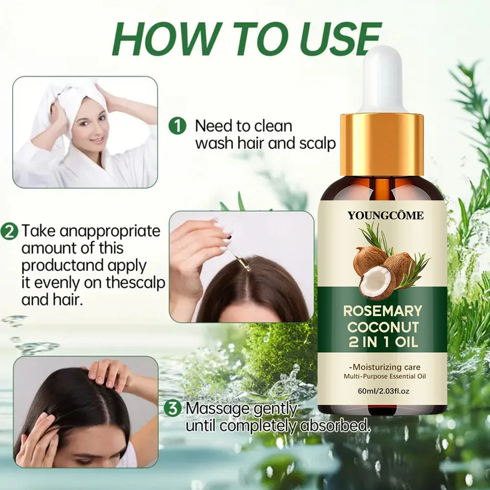 Rosemary Oil Hair Essential Coconut Oil Improve Hair Loss And Nourishes Strengthen Hair Roots Scalp Treatment Hair Care Oasis Select