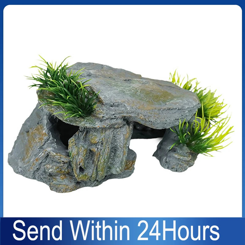 Reptile Rock Hide Cave Natural Reptile Hiding Rock Cave Aquarium Hide Cave Hideout Shrimp Cave Fish Tank Decor for Freshwater Oasis Select