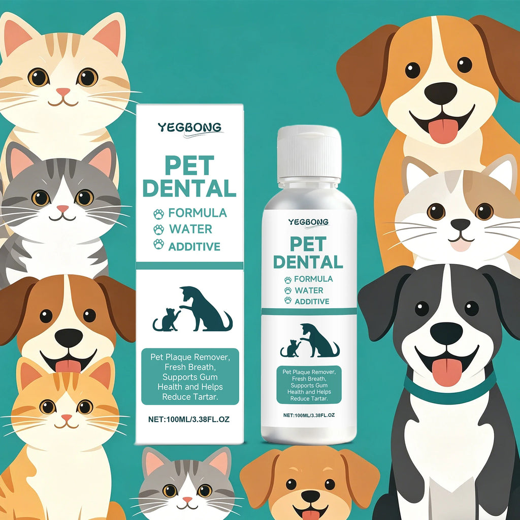 Pet Dental Care Liquid Reduces Plaque & Tartar Clean Dental Plaque Breath Freshener for Dogs Cats Eliminate Bad Breath Oral Care Oasis Select