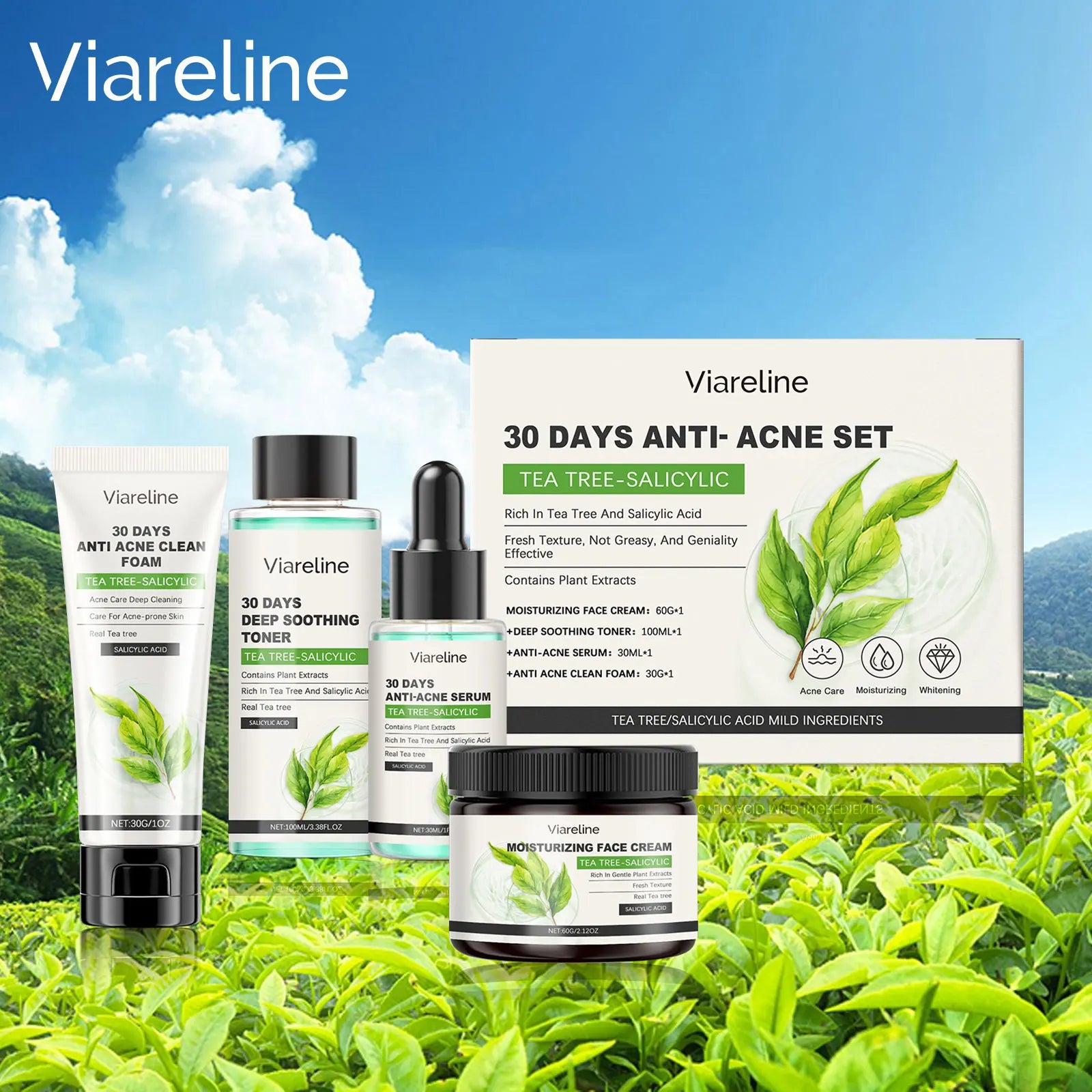 Viareline Salicylic Acid Face Care Set – 4-Piece Skin Kit