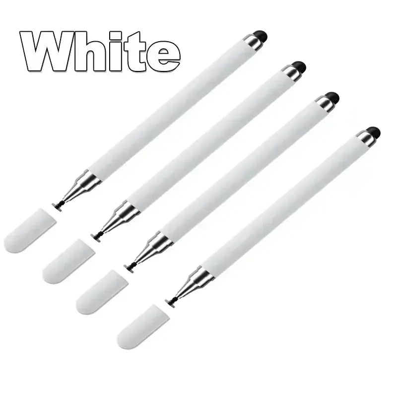 Universal 2 in 1 Stylus Pen for Smart Phone Tablet Drawing Capacitive Pencil Android Screen Touch Pen For iPhone Samsung Oasis Select 4pcs White