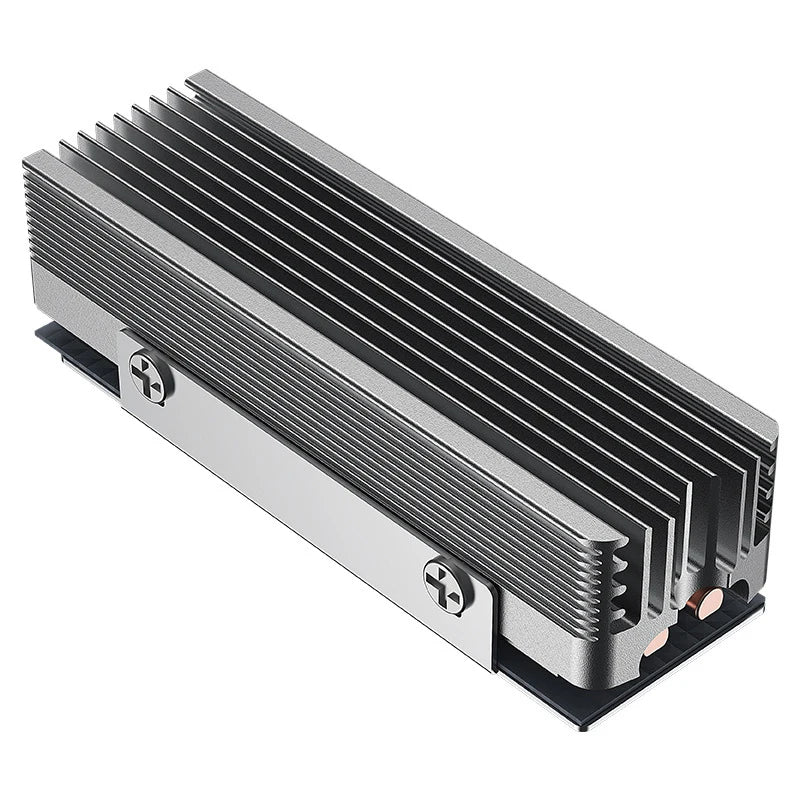 All-Aluminum Grilled Vest M.2 SSD-V3 2280 Solid State Drive; High-Efficient NVME with Dual Heat Pipe for Gamers. Oasis Select grey