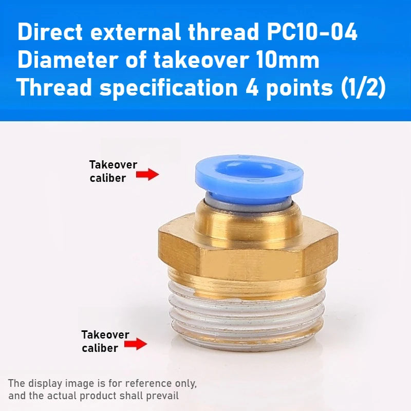 Quick Connector Tracheal Pneumatic PC8-02 Copper External Thread Straight Through Quick Insert Tracheal Connector PC1-03/12-04 Oasis Select PC 10-04 1PCS