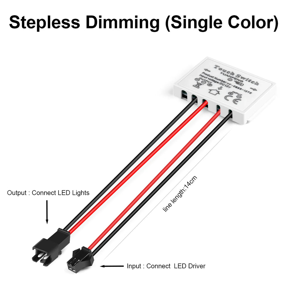 12V 5A Bathroom Mirror LED Dimmer Switch Capacitive CCT Adjustable Touch Sensor for Mirror Lights Backlight Decoration Oasis Select Dupont wire 12V 5A