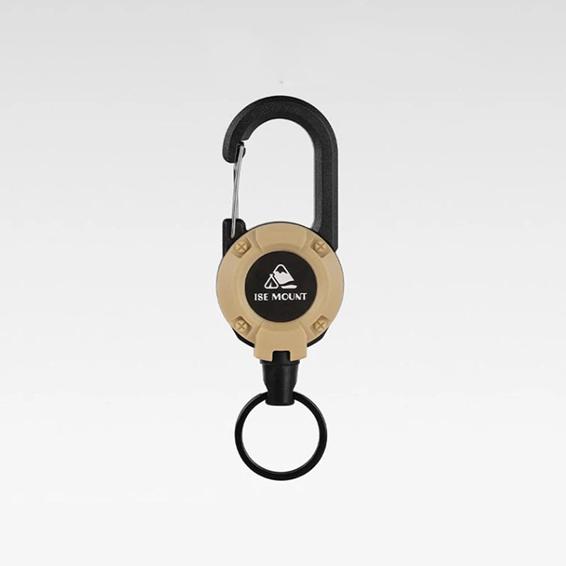 Anti-theft Metal Easy-to-pull Buckle Rope Elastic Keychain Retractable Key Ring Anti Lost Ski Pass ID Card Oasis Select Khaki
