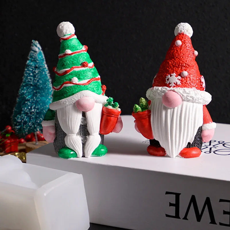 Christmas Gnome Mold Christmas Gnome Figurine Handmade Ornament Santa Claus Candle Silicone Mold Oasis Select