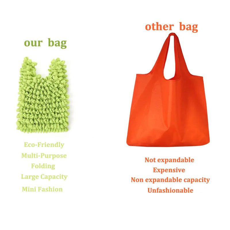 1pcs Mini Pleated Bubble Bag Elastic Stretch Design Foldable Portable Handbag Large Capacity Daily Storage Tote Oasis Select