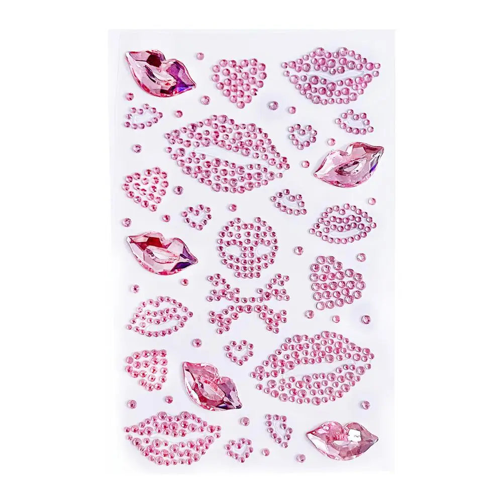 Red Heart Rhinestone Face Gems – Valentine's Day Body Stickers Face Gems Stickers Oasis Select B