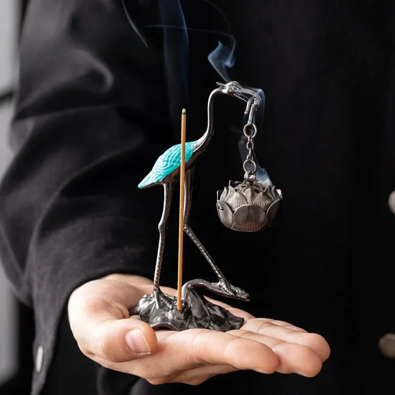Five Blessings Chinese Incense Hanging Burner Sandalwood Small Lucky Cloud Non-stick Incense Burner Tea Incense Taoist Ornaments Oasis Select crane