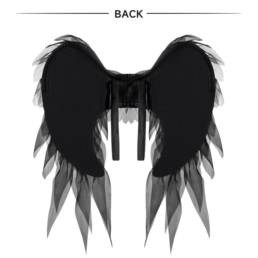 White/Black Angel Wing Real Feather Fairy Wing Dance Party Christmas Masquerade Carnival Cosplay Costume Oasis Select