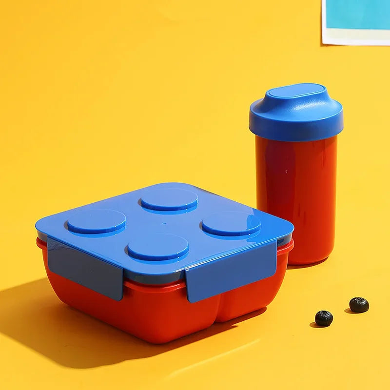 Lunch Box DIY Building Block Portable Modular for Children Student Outdoor Picnic Bento Food Storage Container Fruit Salad Box Oasis Select Blue-1100ML-Cup