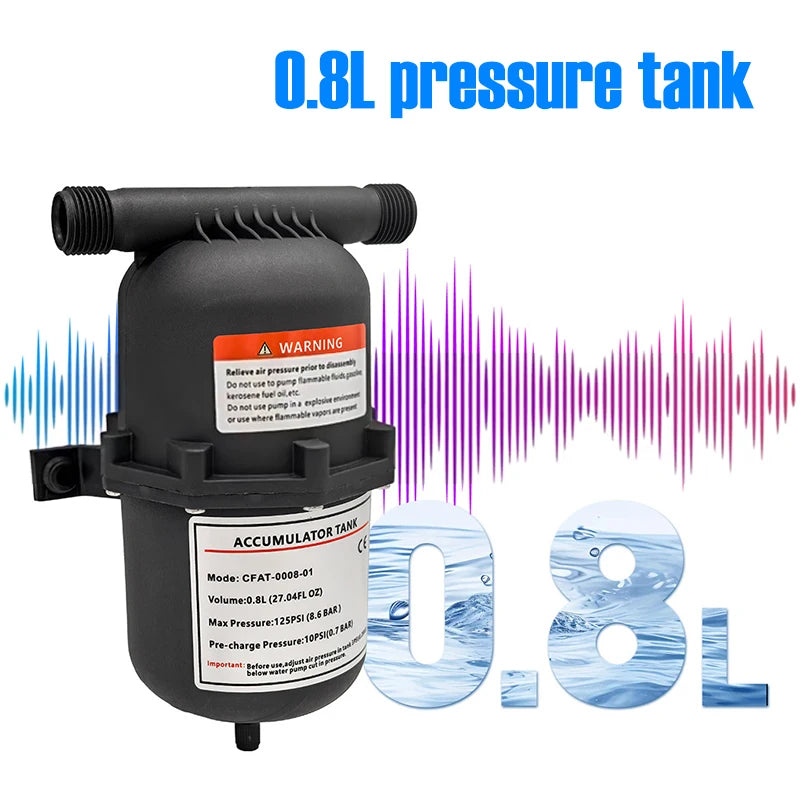 Yacht Suitable Diaphragm Pump; Micro Pressure Water Pump Tank 0.8L; RV Constant Flow Gas Storage Equipment. Oasis Select