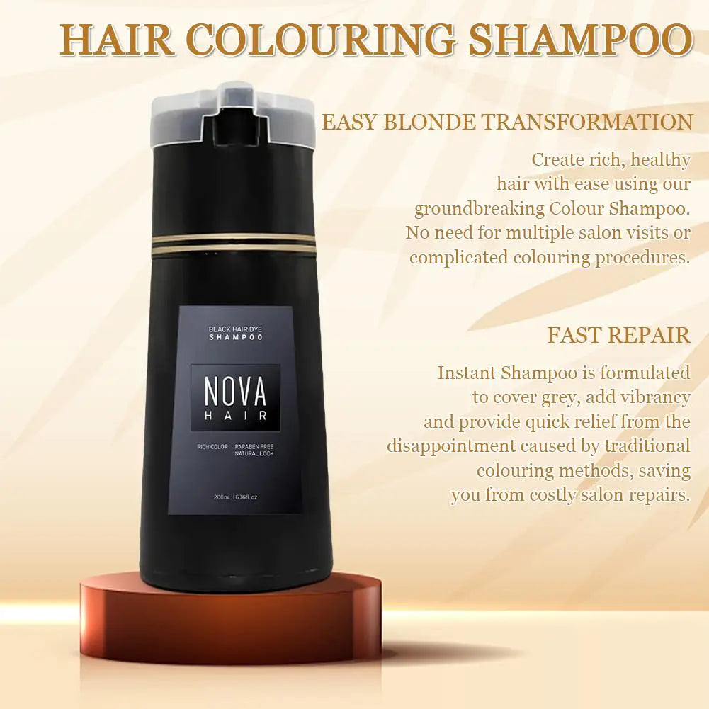 Nova Hair Dye Shampoo, Nova Hair Instant Dye Shampoo,Hair Dye Coloring Shampoo For Gray Hair Long Lasting Nourish For Men Women Oasis Select
